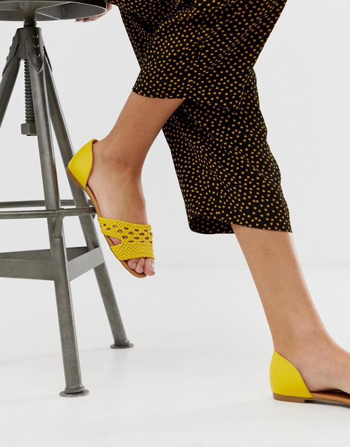 Qupid Woven Flat Shoes-yellow