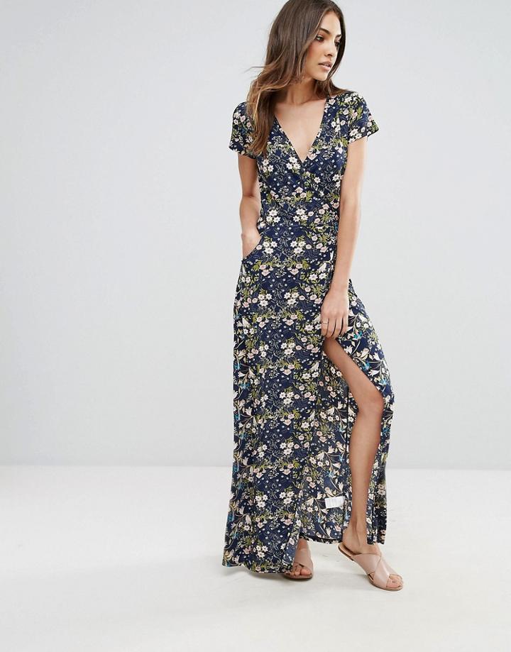 Qed London Wrap Maxi Dress - Navy