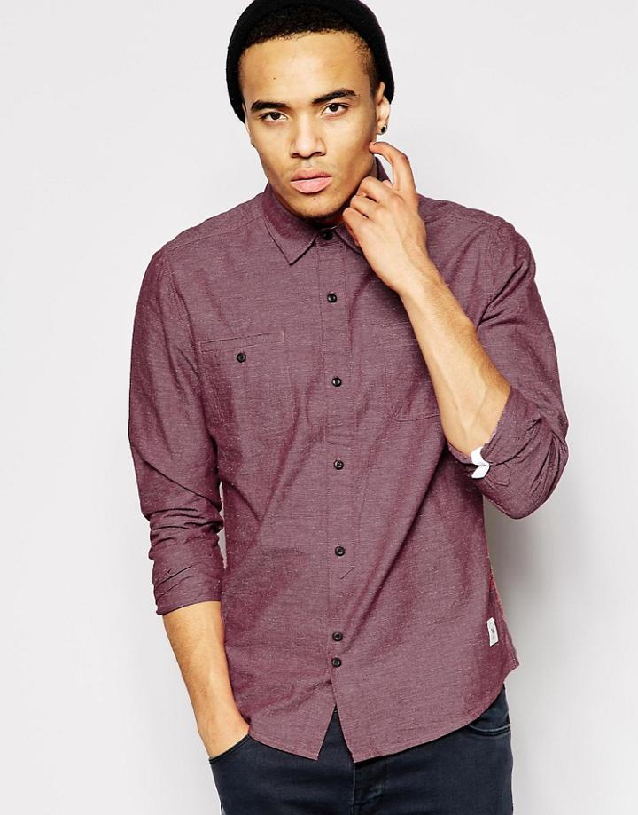 Bellfield Chambray Nep Shirt - Red