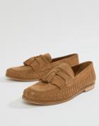Kg By Kurt Geiger Woven Loafers In Tan Suede - Tan