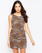 Madam Rage Leopard Print Tiered Dress - Brown