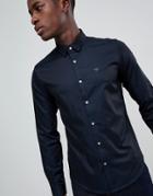Emporio Armani Slim Fit Two Tone Sateen Shirt In Navy - Navy