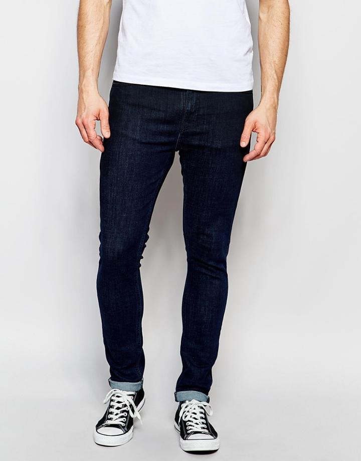 Nudie Jeans Pipe Led Stretch Super Skinny Fit Eclipse Blue Top Overdye - Eclipse