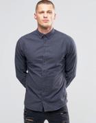 Blend Slim Butondown Shirt Flannel Ebony Gray - Gray