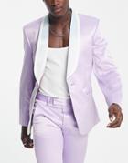 Asos Design Skinny Suit Jacket Color Block Wavy Lapel In Pastel Blue