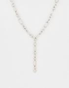 Asos Design Chunky Chain Lariat Necklace In Silver Tone