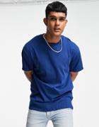 Brave Soul Roll Sleeve T-shirt In Navy
