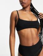 Topshop Crinkle Cami Bikini Top In Black