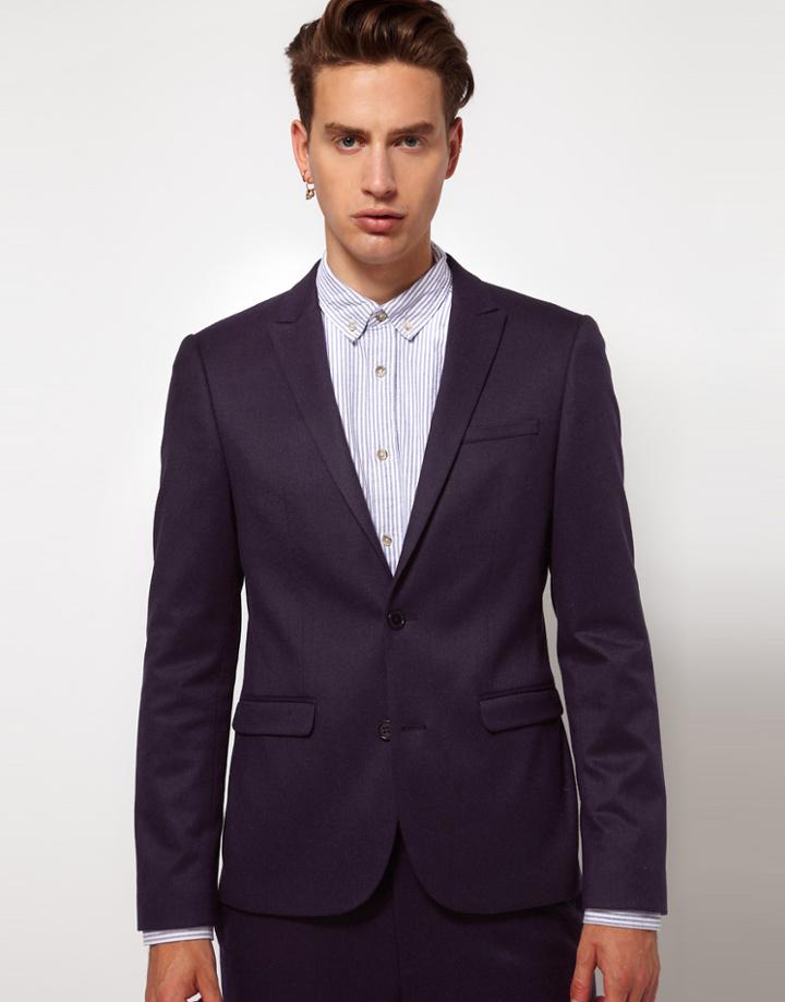 Asos Skinny Fit Suit Jacket In Navy