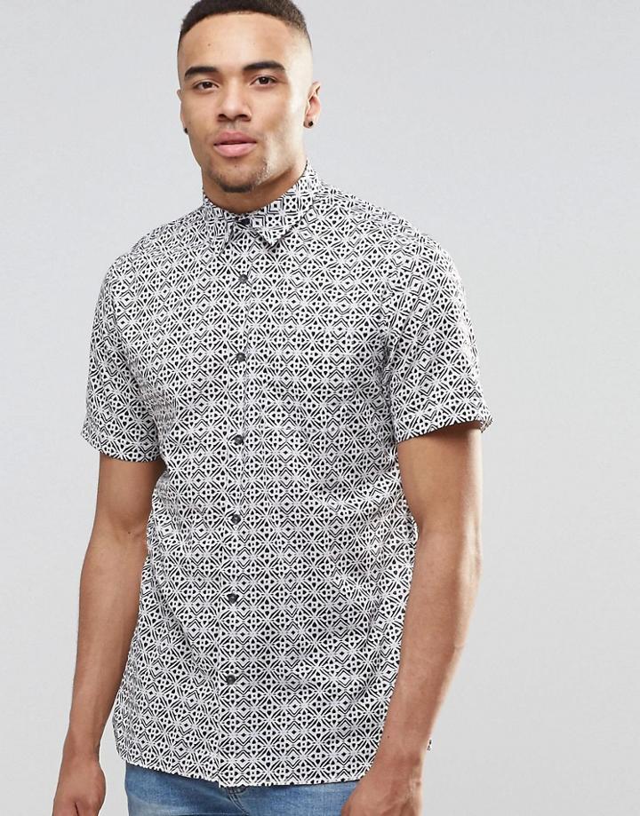 New Look Shirt With Tile Print In Black In Regular Fit - Black