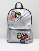 New Look Badge Backpack - Silver