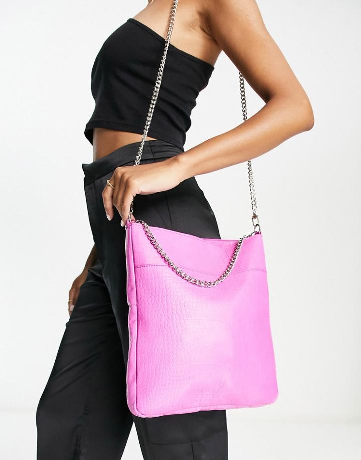 Bolongaro Trevor Leather Croc Detail Crossbody Bag In Pink