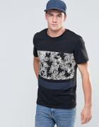 Jack & Jones Crew Neck T-shirt With Floral Print Panel - Gray