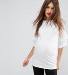 New Look Maternity Tiered Sleeve Jersey Tee - White