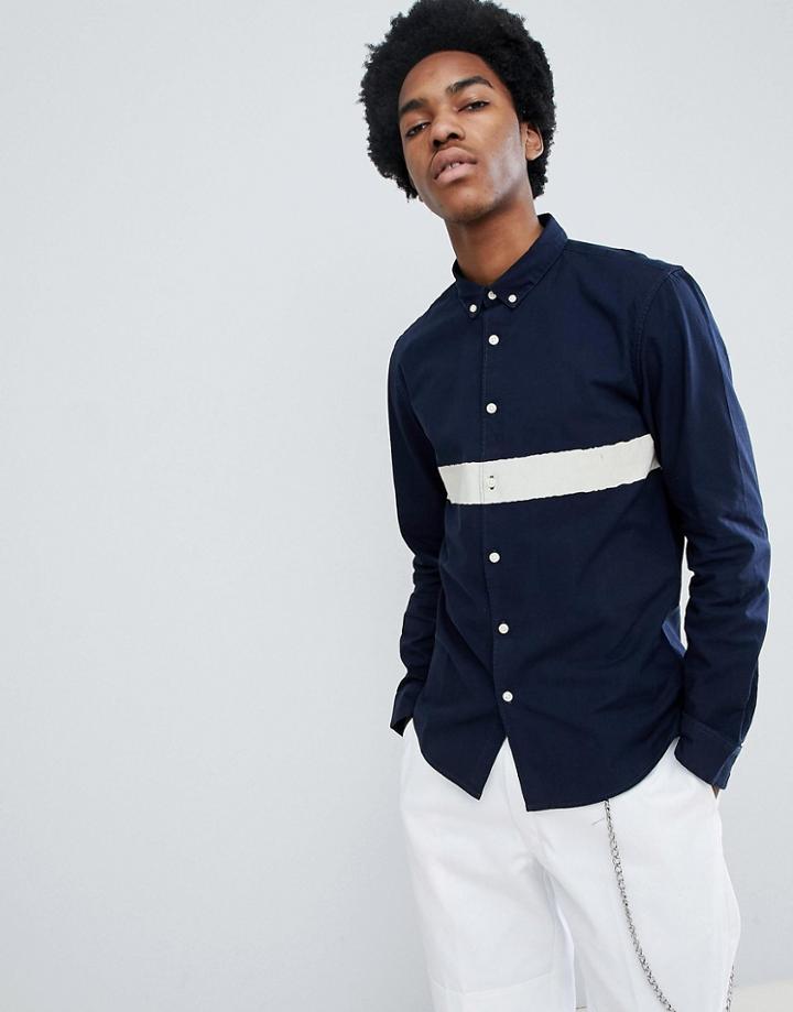Lee Slim Fit Chest Stripe Shirt - Navy