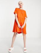 Noisy May Cotton Mini Smock T-shirt Dress In Red - Red