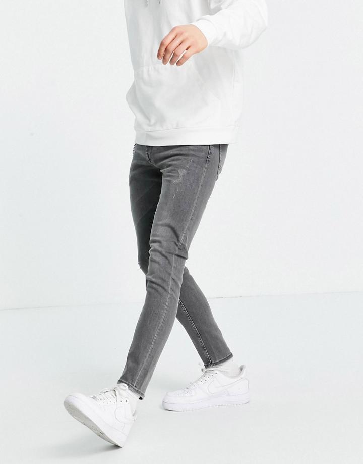 New Look Skinny Jeans With Chain In Gray-grey