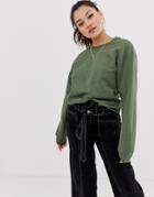 Miss Selfridge Sweatshirt In Khaki - Green