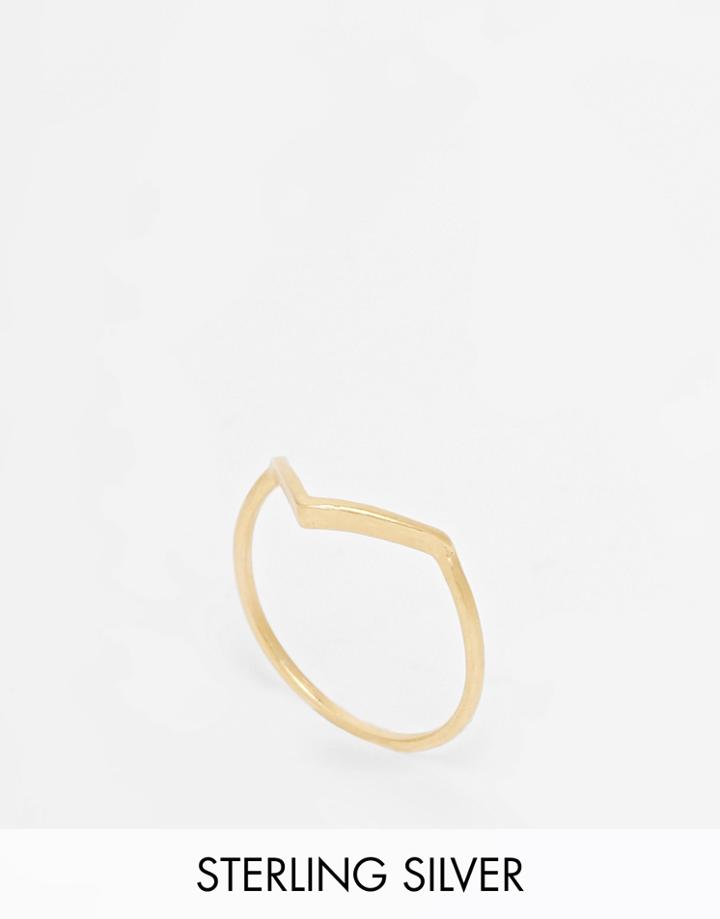 Dogeared Gold Plated Balance V Ring - Gold