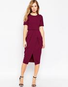 Asos Double Layer Textured Wiggle Dress - Cranberry