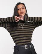 Allsaints Esme Shimmer Stripe Roll Neck Top