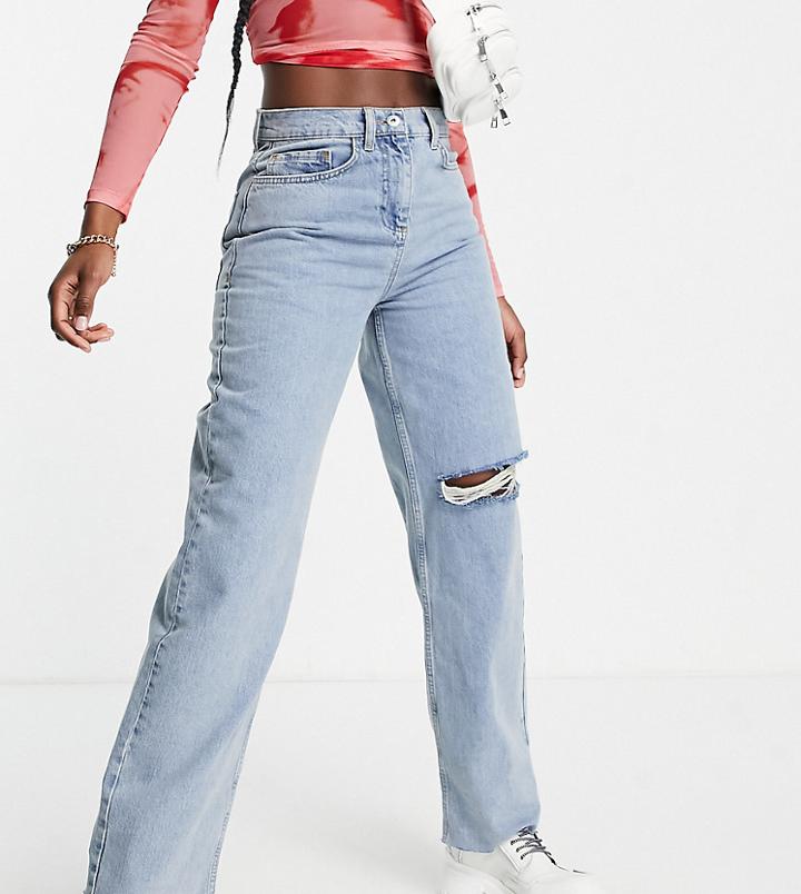 Collusion X014 Straight Leg Dad Jeans In Light Blue-blues