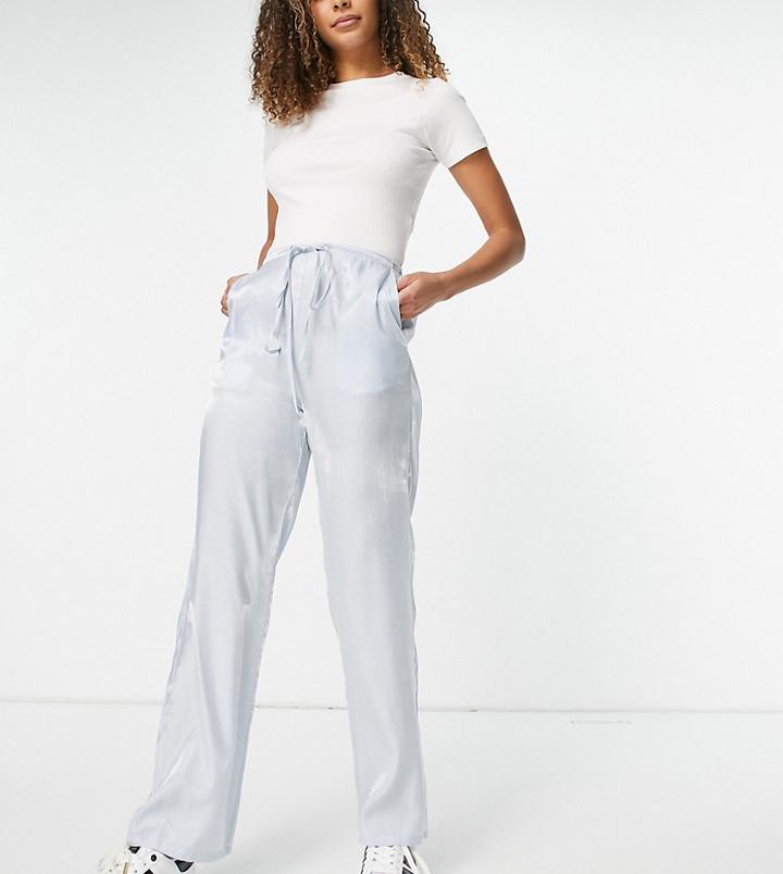 Asos Design Pull On Pant In Metallic Blue-blues