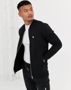 Asos Design Jersey Bomber Jacket In Black With Triangle