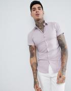 Twisted Tailor Short Sleeve Super Skinny Shirt In Pink - Pink