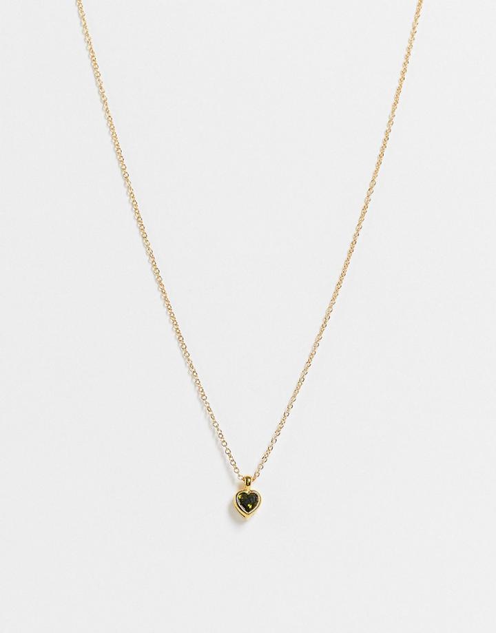 Whistles Black Enamel Heart Necklace In Gold