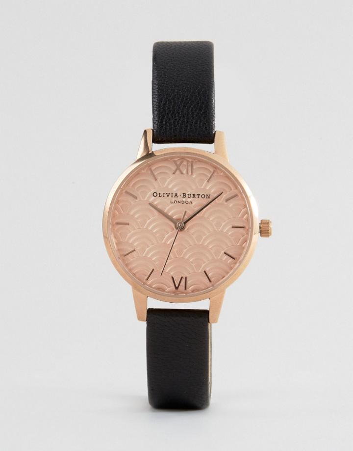 Olivia Burton Rose Gold Scalloped Leather Watch Ob15md59 - Gold