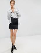 Asos Denim Original High Waisted Skirt In Washed Black - Black