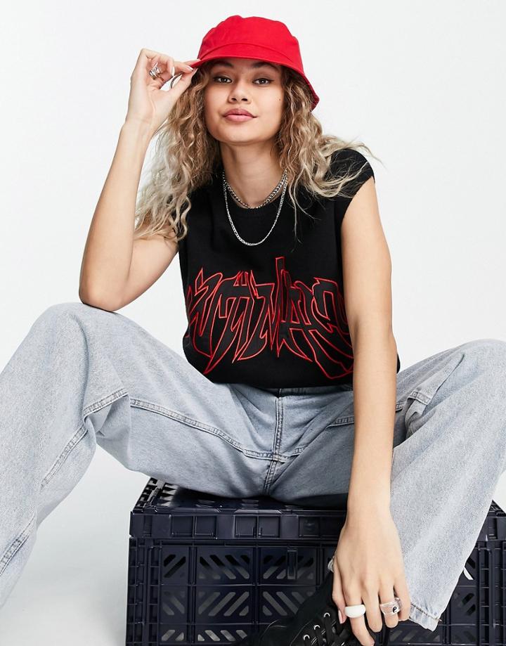 Weekday Morris Graphic Knitted Tank Top In Black
