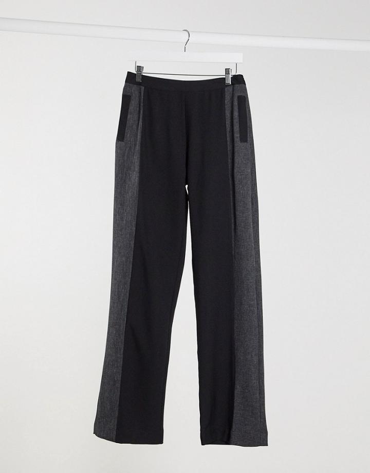 Unique21 Contrast Panel Suit Trousers In Black & Grey