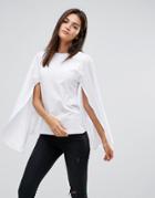 Uncivilised Cape Detail Long Sleeved T-shirt - White