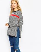 Asos Tunic Sweater In Stripe With Side Splits - Multi