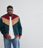 Asos Plus Cord Bomber Jacket With Chevron In Green - Green
