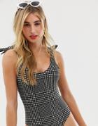 Vero Moda Tie Strap Check One Piece - Multi