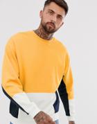 Asos Design Oversized Sweatshirt With Color Blocking-yellow