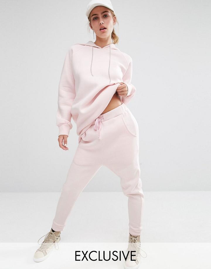 Bones Drop Crotch Sweat Pants - Pink