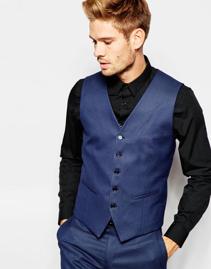 Selected Homme Pindot Vest In Skinny Fit - Navy