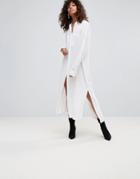 H.one Linen Mix Maxi Shirt Dress - White