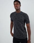 Emporio Armani Slim Fit Flocked All Over Logo T-shirt In Gray - Gray