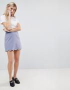 Asos Tailored A-line Mini Skirt With Scallop Hem - Blue