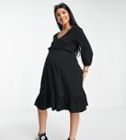 River Island Maternity Frill Smock Mini Dress In Black