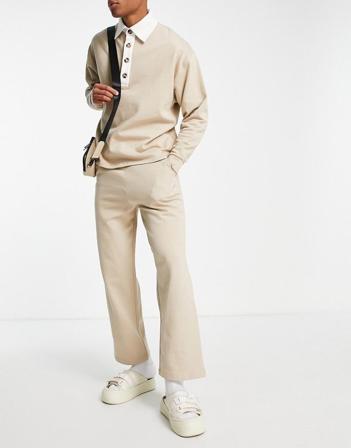Asos Design Straight Leg Jersey Sweatpants In Beige - Part Of A Set-neutral