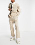 Asos Design Straight Leg Jersey Sweatpants In Beige - Part Of A Set-neutral