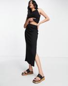 Selected Femme Cotton Ribbed Tank Top In Black - Part Of A Set - Black