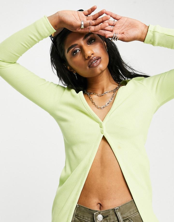 Asos Design Skinny Longline Cardigan Rib-green