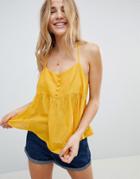 Asos Crop Cami With Button Detail - Yellow